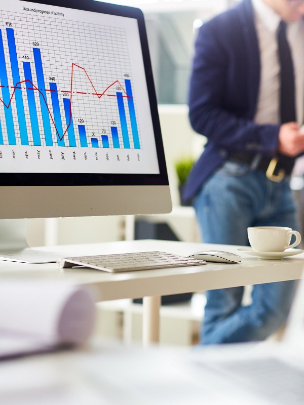 Business valuation expert explaining financial analysis and market data